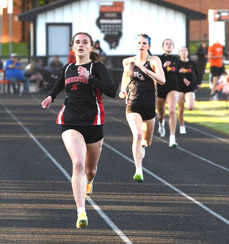 Forreston-Polo's Bree Schneiderman won the 400 meters at the 1A Winnebago Sectional on Wednesday, May 13, 2026.