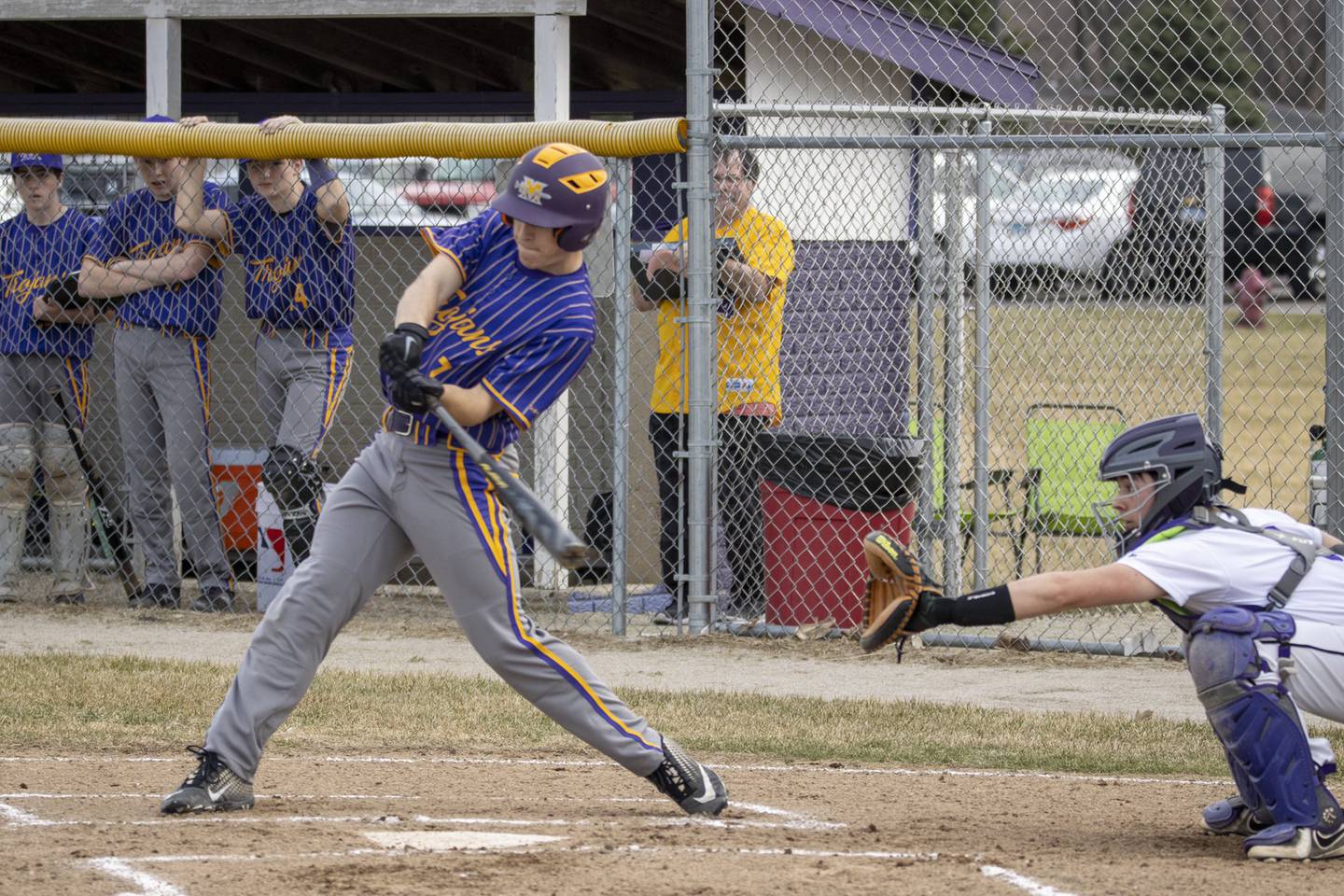 Mendota's Ted Landgraf takes a swing during Monday's game in Plano.
