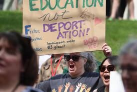 Photos: Dozens gather at NIU to rally in support of international students and staff