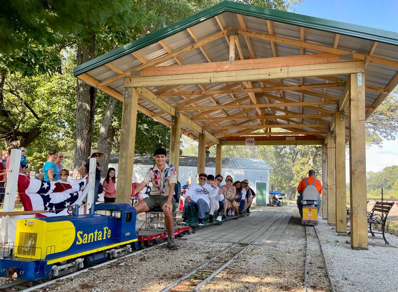 After the ribbon cutting ceremony, George Werderich took guests out on a ride from the new station in Plowman's Park in Big Rock on Saturday Sept. 17 2022. (Photo Provided)