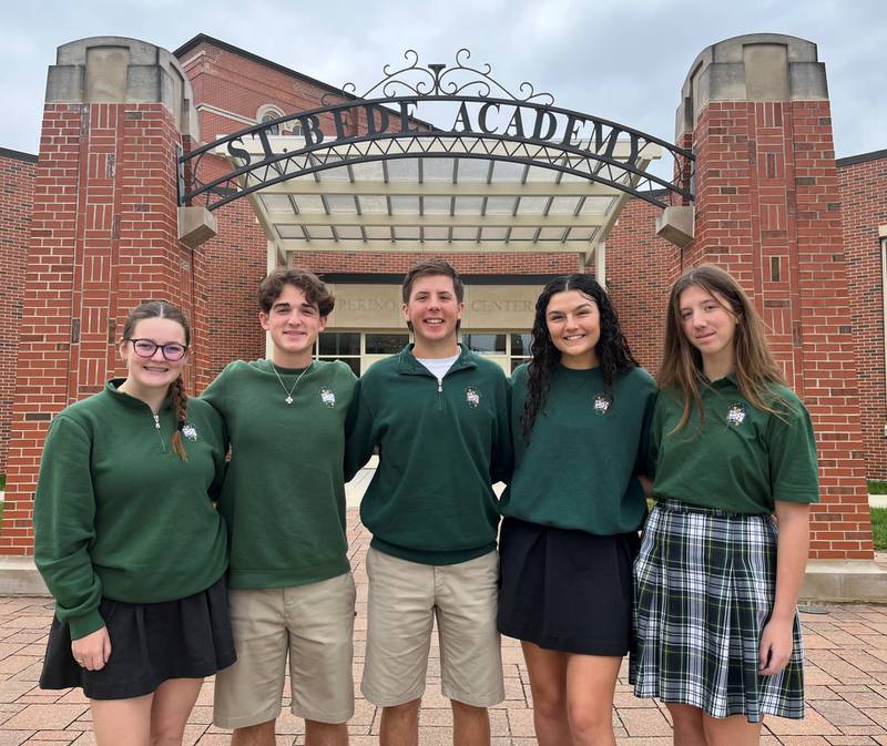 The Illinois Student Assistance Commission recognized 2024-25 Illinois State Scholars, including five St. Bede students. The students identified Wednesday, Nov. 8, 2023, are (from left), Zachary Popurella, Logan Potthoff, Ali Bosnich and Ella Englehaupt.