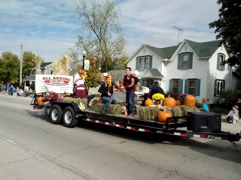 All Around Pumping Service bucked the Halloween trend and had a Thanksgiving table theme for its float in the Cortland Fall Festival Parade on Oct. 12.