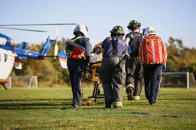 A construction worker fell of a residential roof in unincorporated Woodstock on Wednesday, Oct. 5, 2022, and was airlifted due to serious injuries.