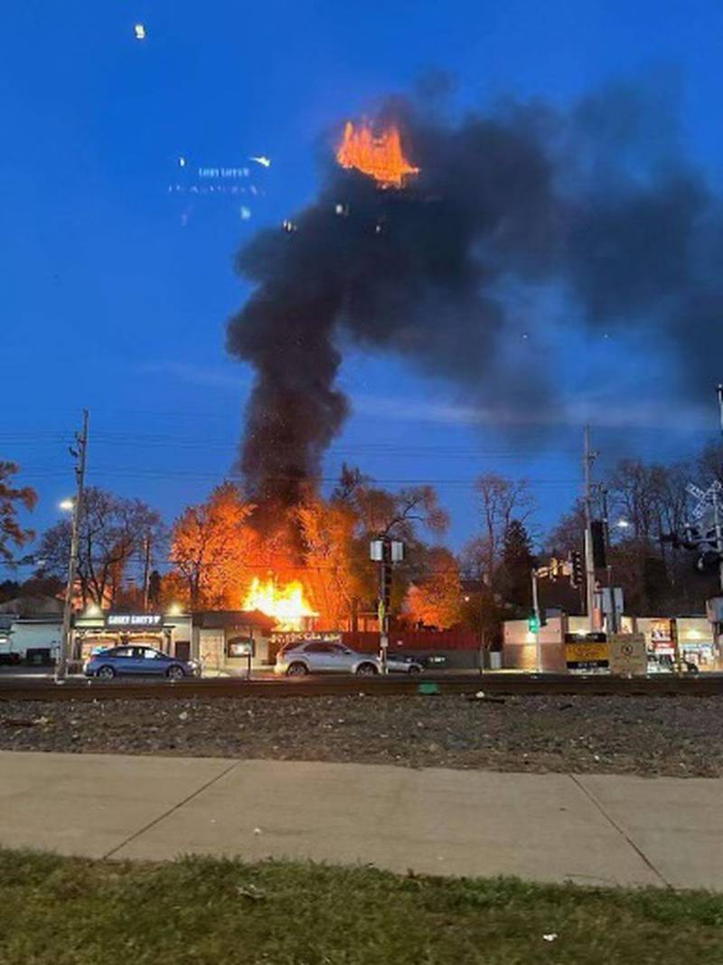 A brush fire in Fox River Grove damaged a shed and fence Wednesday evening.