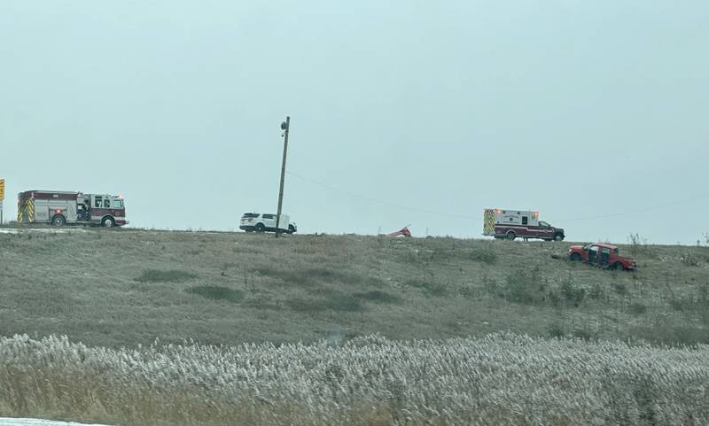 La Salle firefighters and Illinos State Police responded to a crash just south of the intersection of Interstate 80 and Interstate 39 interchange for a pickup  truck that slid off the roadway on Monday, Dec. 2, 2024 near La Salle. A number of weather related crashes were from the dusting of snow that fell throughout the day.