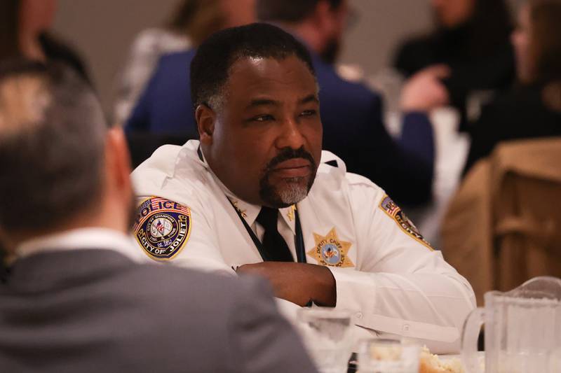 Joliet Police Deputy Chief Carlos Matlock attends the annual State of the City address by Joliet Mayor Bob O’Dekirk on Wednesday, February 15th.