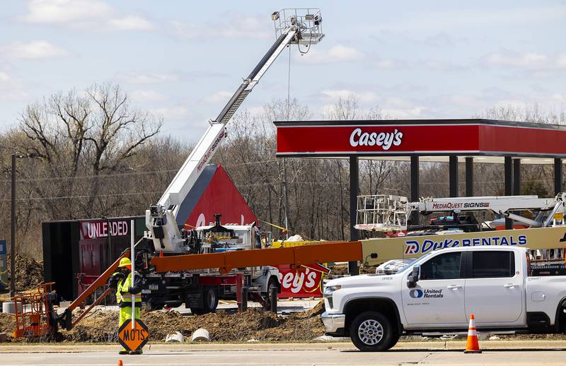 Signage for Casey’s at the Gateway project in Dixon is set to be constructed Tuesday, April 9, 2024.