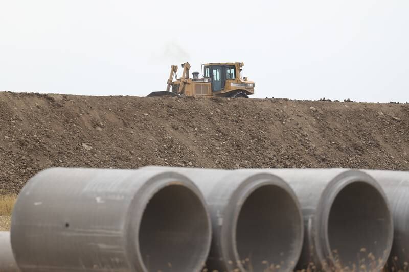 Groundwork continues on the Rock Run Crossings Development near the I-55 and I-80 interchange in Joliet on Tuesday, October 11th.