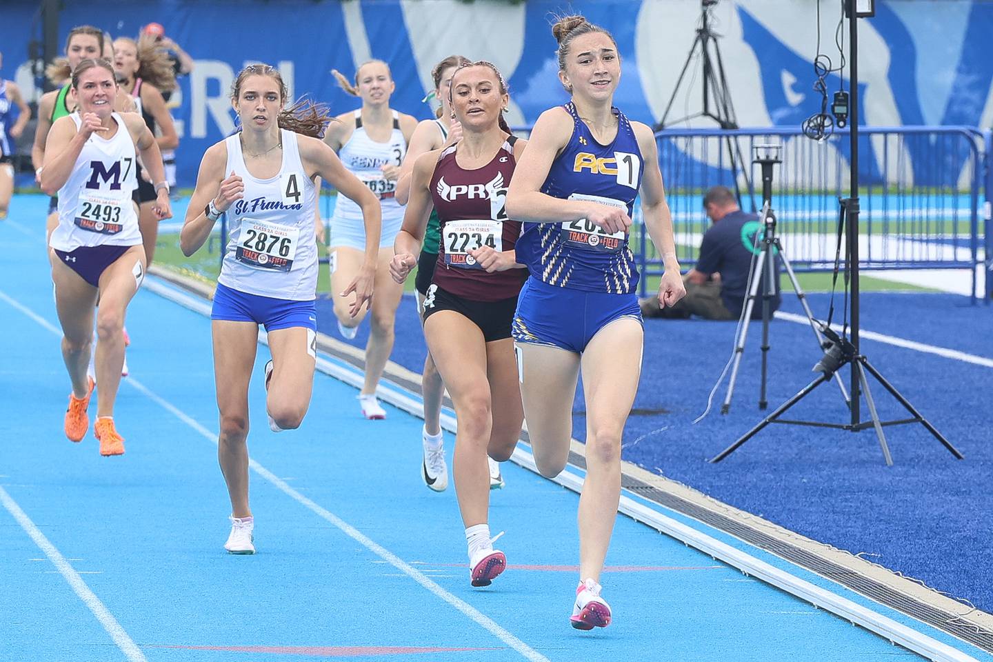 Prairie Ridge’s Anneke Dam locks in a second place finish in the Class 2A 800 meters at the IHSA state championships on Saturday, May 23, 2026 in Charleston.