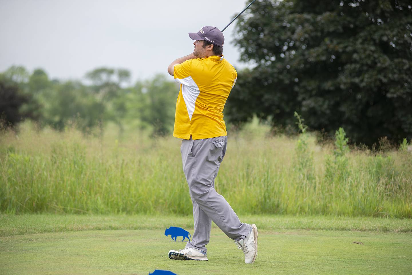 Jarred Hippen tees off on #10 to start the second round Sunday, July 17, 2022 of the Lincoln Highway golf tournament at Prairie View Golf Club in Byron.
