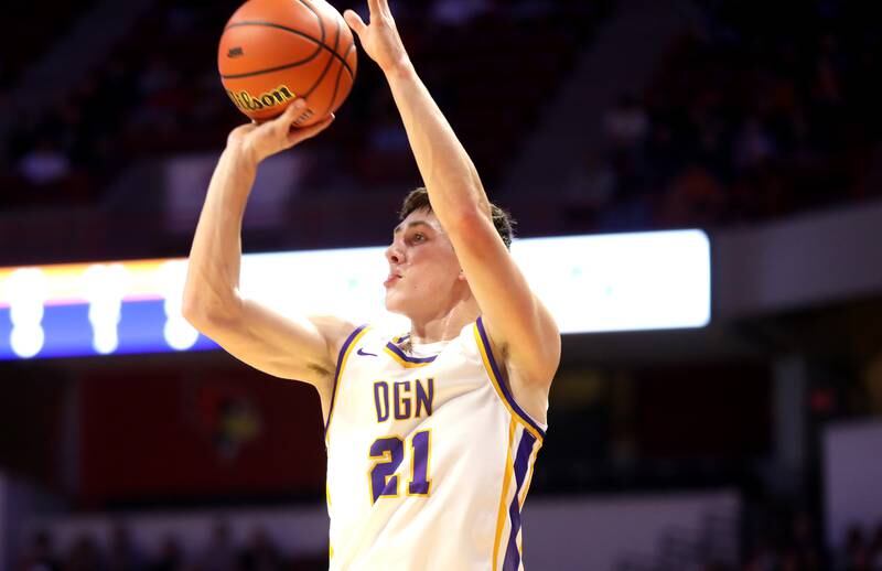 Downers Grove North’s Jack Stanton shoots the ball during the Class 4A Normal Supersectional game against Normal Community on Monday, March 4, 2024.