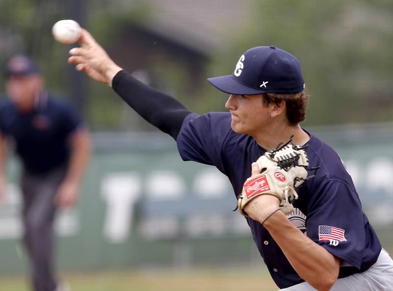 Cary-Grove's Kaden Norman throws a pitch during the IHSA Class 3A Grayslake Central Sectional Championship baseball game against Crystal Lake South on Saturday, June 7, 2025, at Grayslake Central High School.