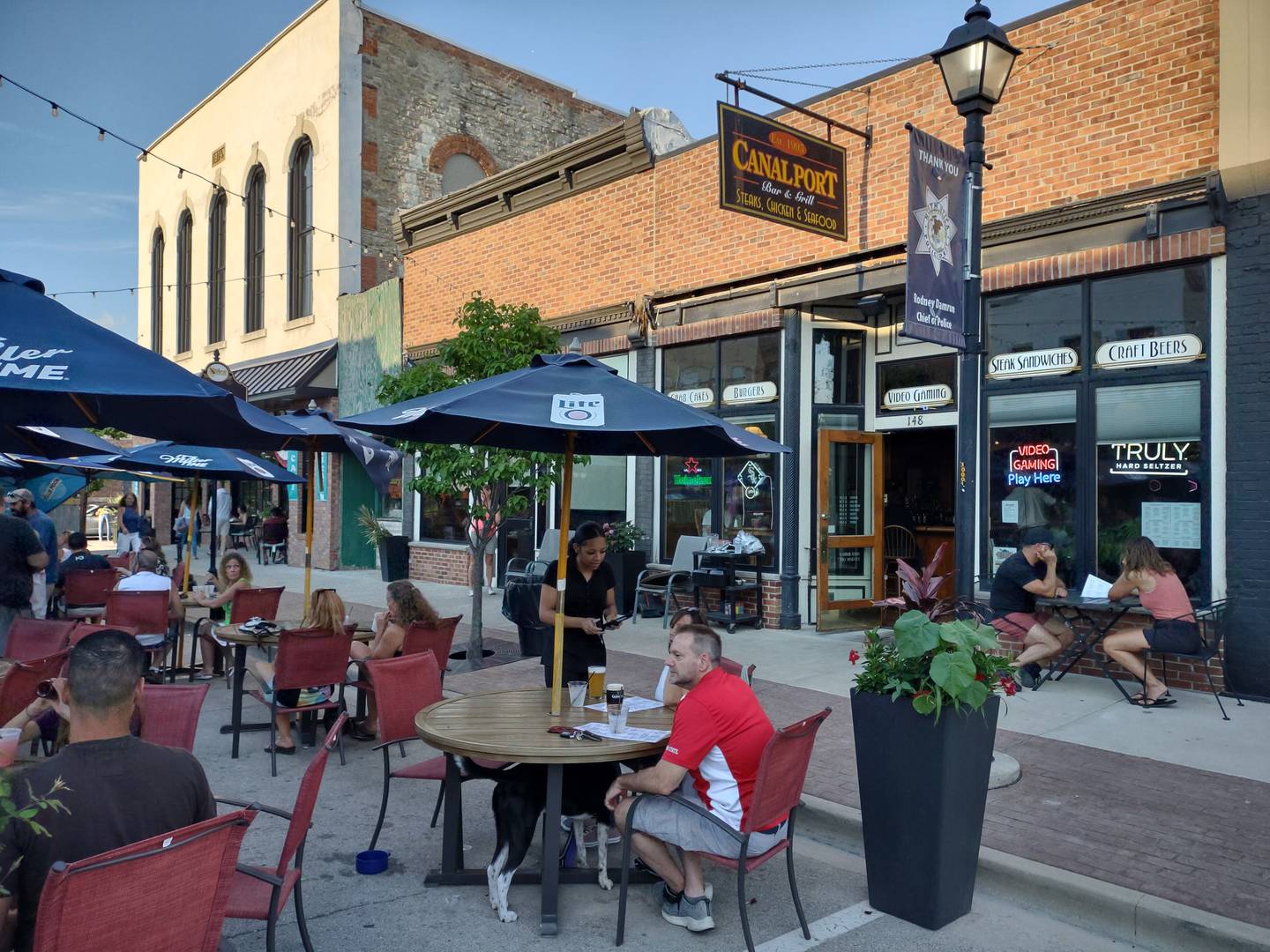 Plenty of diners opted to sit outside on Mill Street in downtown Utica, which was an option at Canal Port.
