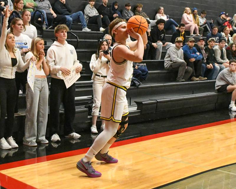 Yorkville Christian's Brady Sovern (2) takes a shot during the game on Friday Feb. 28, 2025, during the regional title game against Aurora Christian held at Indian Creek High School.