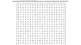 Rochelle DAR holding Constitution Week word search contest