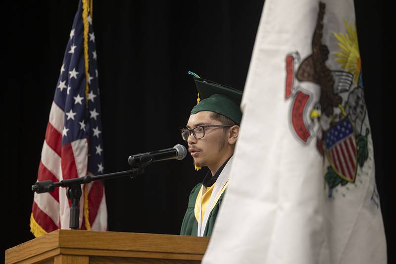 RFHS class of 2026 valedictorian Bryce Anderson delivers his speech Sunday, May 17, 2026, during commencement at the high school.