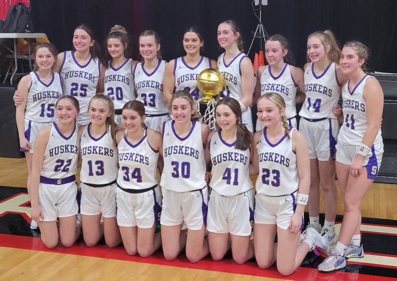 The Serena girls basketball team won the Little Ten Conference Tournament championship for the third straight season with a 47-32 victory over Newark on Friday night at Indian Creek High School in Shabbona.