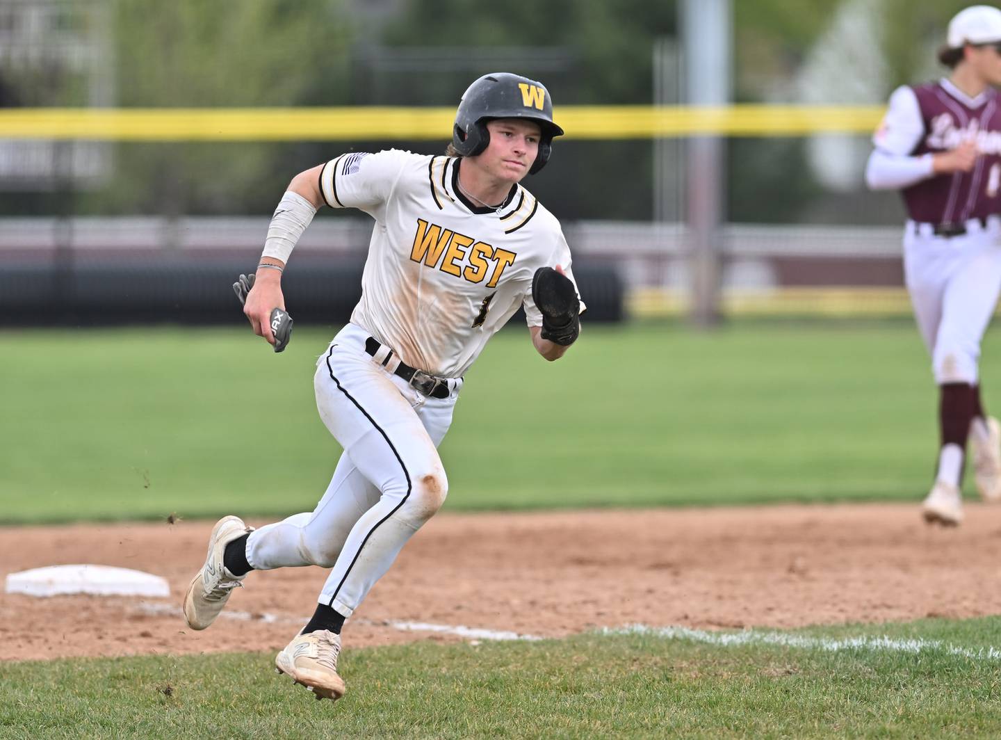 Joliet West's Cael Karczewski heads to home plate during the non-conference game against Lockport on Saturday, April. 27, 2024, at Lockport.