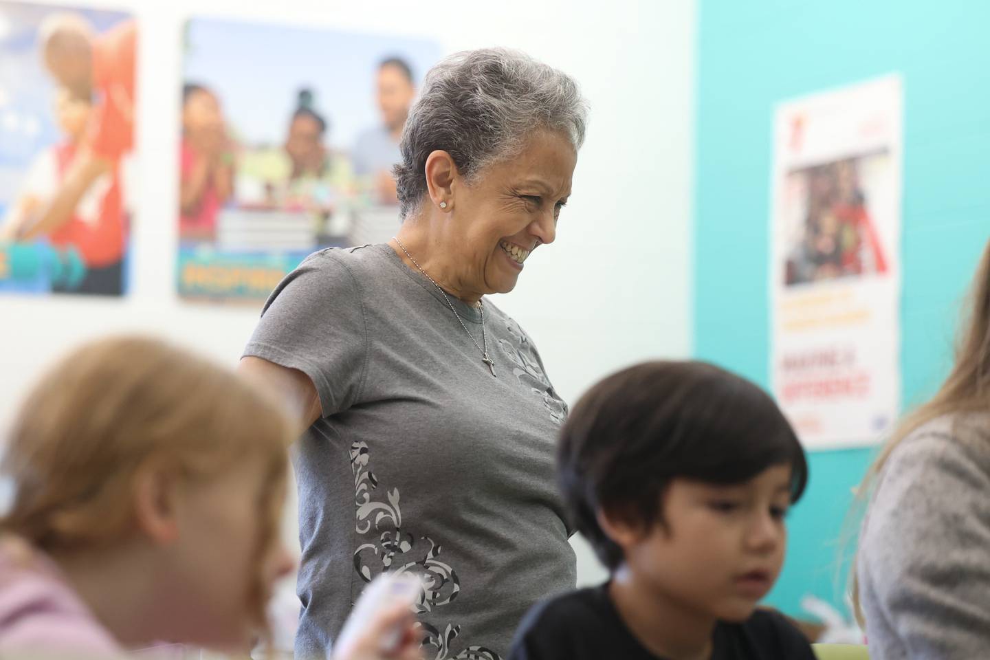 Volunteer Carmen Janega helps with the summer camp at the C.W. Avery YMCA in Plainfield. Wednesday, July 20, 2022 in Plainfield.