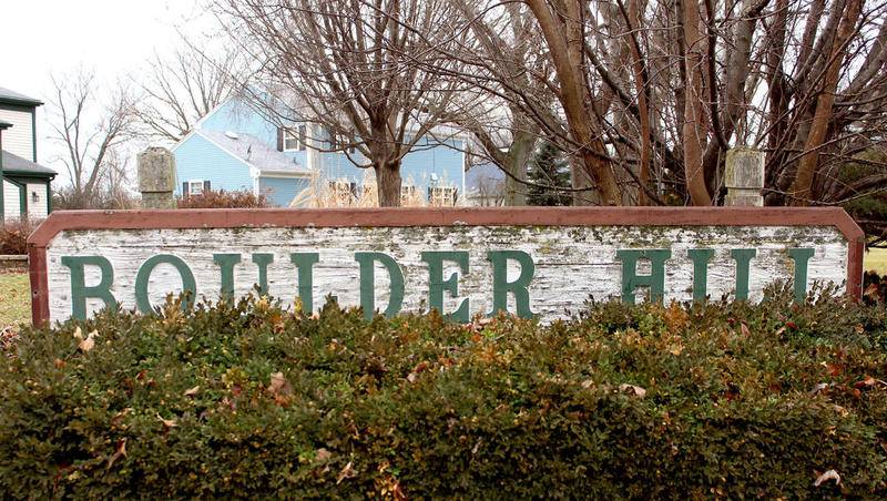 A sign greets motorists on Route 30 at Briarcliff Road, welcoming them to Boulder Hill.