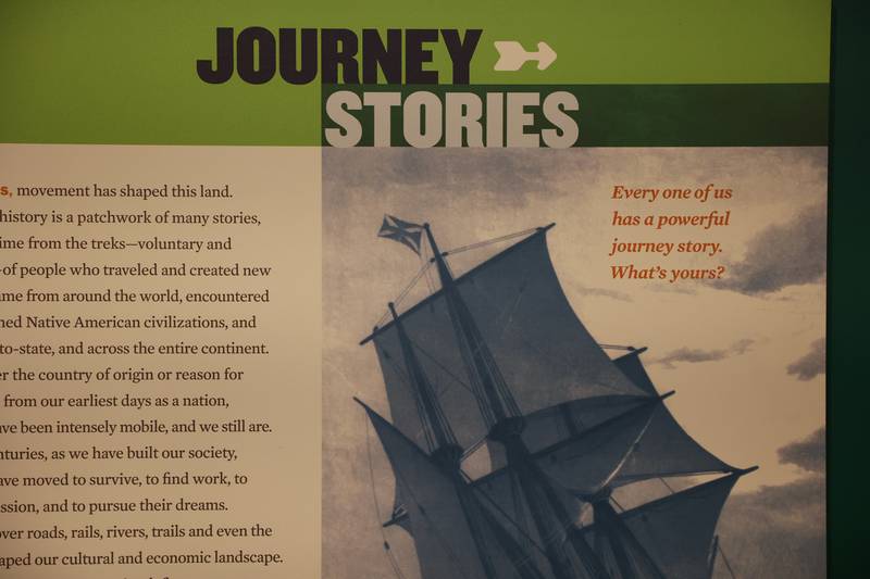 Isle a la Cache Museum “Journey Stories” exhibition, a look at how movement has defined America, makes its way to Romeoville through April 30th.