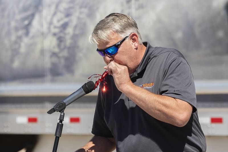 Bonnell Industries COO Bill Hintzsche celebrates owner Joe Bonnell’s birthday during a groundbreaking of a new facility Wednesday, August 30, 2023 in Dixon.