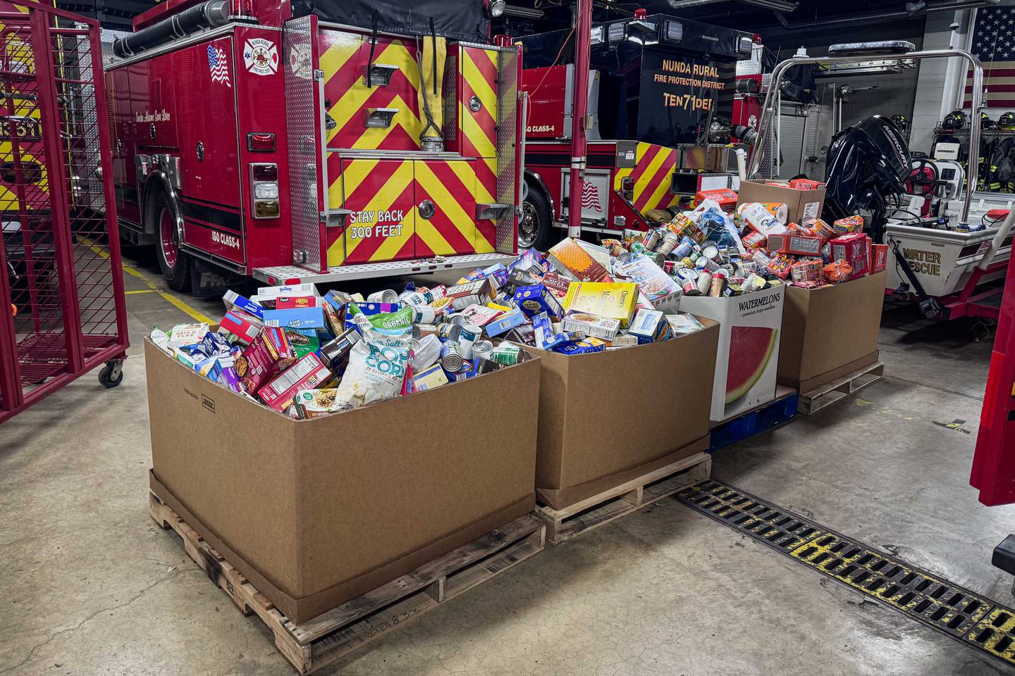 Nearly 4,000 items were donated to the Crystal Lake Food Pantry after a Fall 2025 Nunda Rural Fire Protection District and Prairie Grove District 46 food drive.