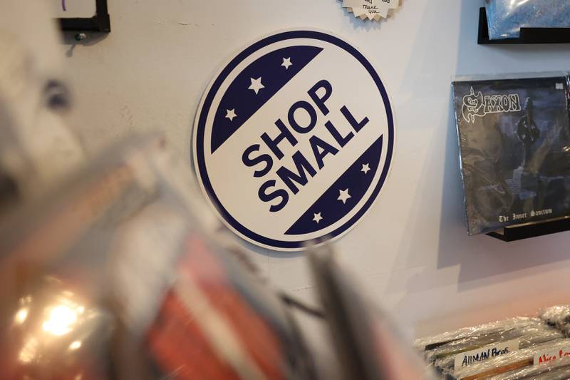 Audiophil’s Records promotes Small Business Saturday in Downtown Joliet on Wednesday, Nov. 22, 2023, in Joliet.