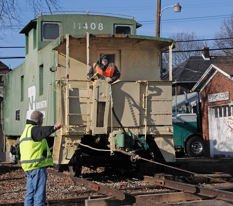 The BN 11408 caboose apparently built in 1954 was located at Historical Museum at 300-398 South Vermillion Street in Streator was removed and transported to Wenona by Senica Towing Wednesday.