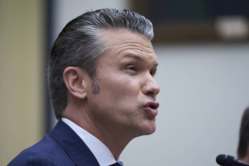 Secretary of Defense Pete Hegseth fields questions on the Pentagon budget from the House Armed Services Committee, at the Capitol in Washington, Thursday, June 12, 2025. (AP Photo/J. Scott Applewhite)