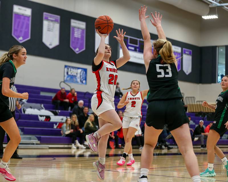 Lincoln Way Central's Aubrey Birmingham (20) puts up a shot in the WJOL Tournament Championship game. Nov 18, 2023.