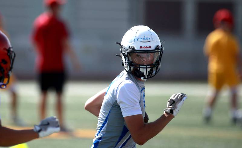 Geneva’s Josh Frieders makes a catch during a 7 on 7 tournament on Thursday, July 10, 2025 at Batavia High School.