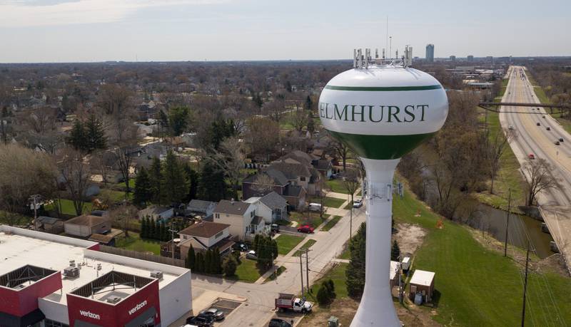 Elmhurst water tower near Route 83.