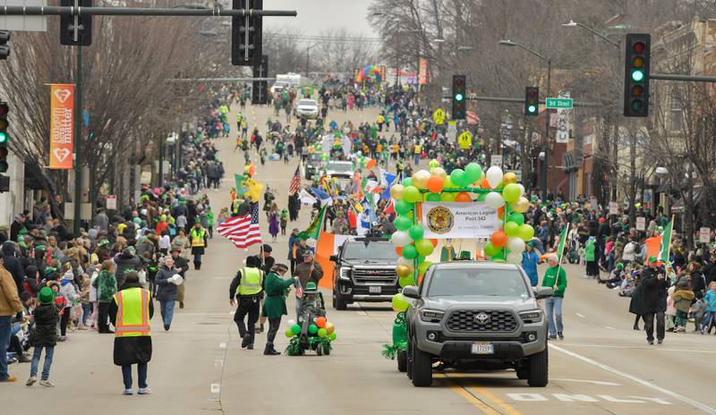 St. Charles St. Patrick Day Parade processes down Main Street on Saturday, March 11, 2023.