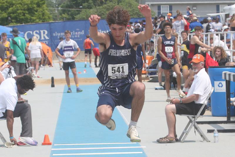 Fieldcrest's Michael Beckett competes in the long jump during the IHSA Class 1A Boys Track & Field State Finals on Saturday, May 31, 2025 at Eastern Illinois University in Charleston.