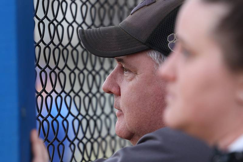 Wilmington head coach Jack Skole watches the game against Joliet Central on Tuesday, March 12 in Joliet.