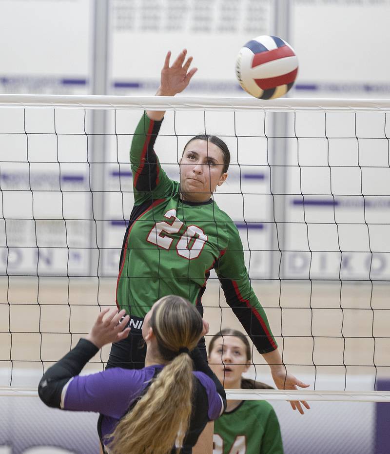 L-P’s Anna Riva against Dixon Tuesday, Oct. 29, 2024, at the class 3A regional semifinal in Dixon.
