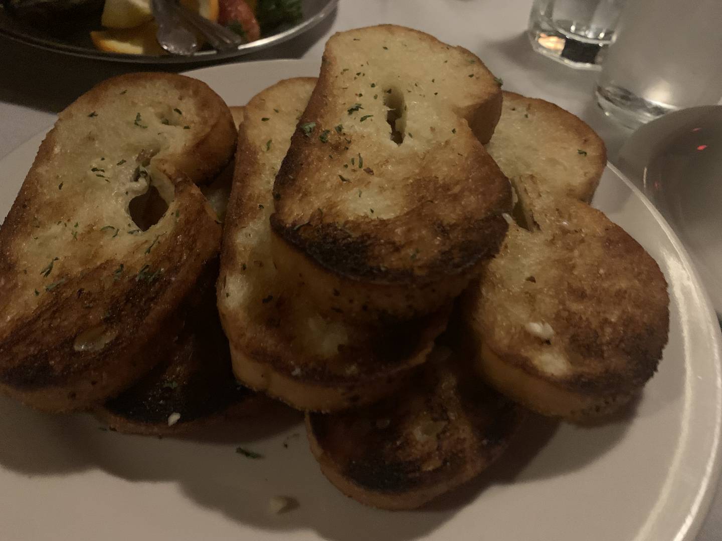 The garlic bread was warm, moist and paired nicely as an appetizer with the Oysters Rockefeller.