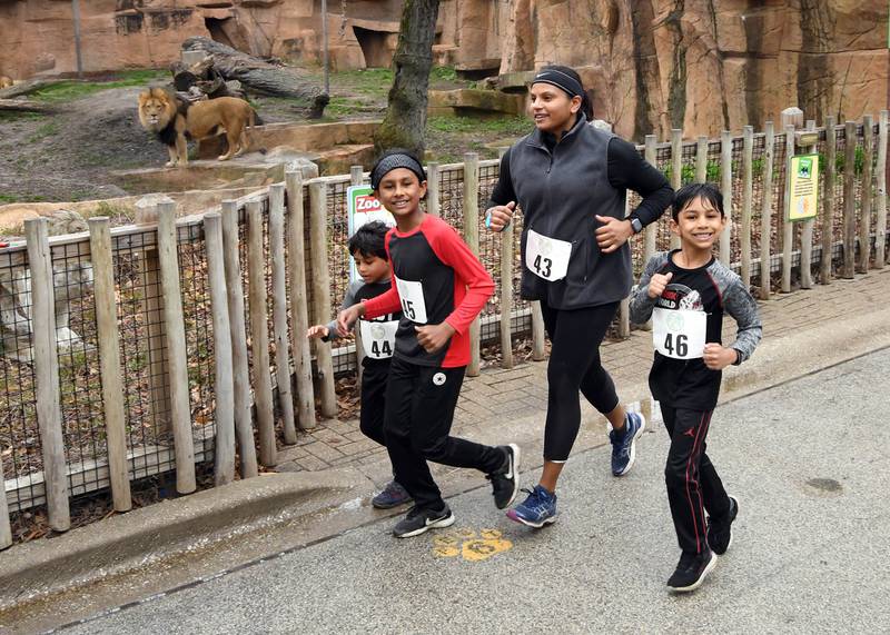 Brookfield Zoo’s Earth Day “fun run” takes participants on a 2.2-mile course inside the park. Proceeds from the event benefit the Chicago Zoological Society’s Animal Care and Conservation Fund.