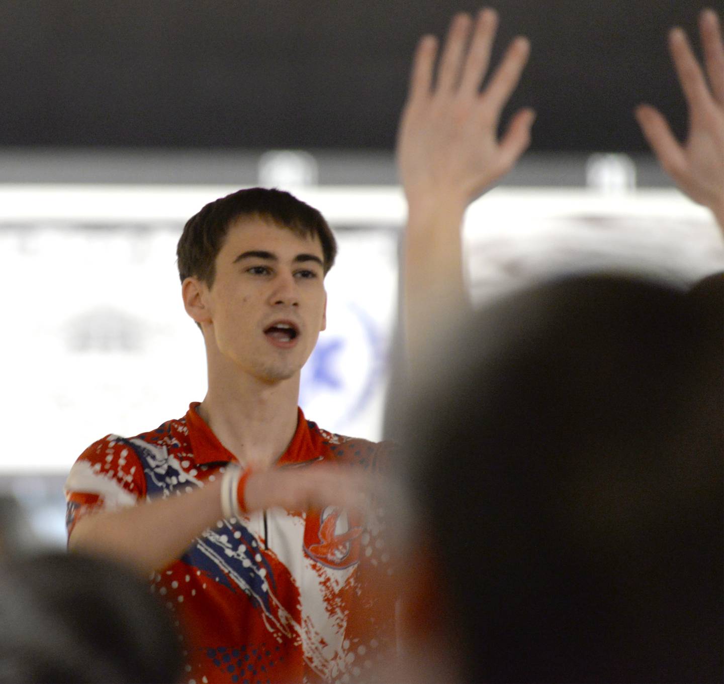 Oregon's Gavvin Surmo celebrates a strike with his team at the Harlem Regional on Saturday, Jan. 18, 2025 at Forest Hills Lanes in Machesney Park.