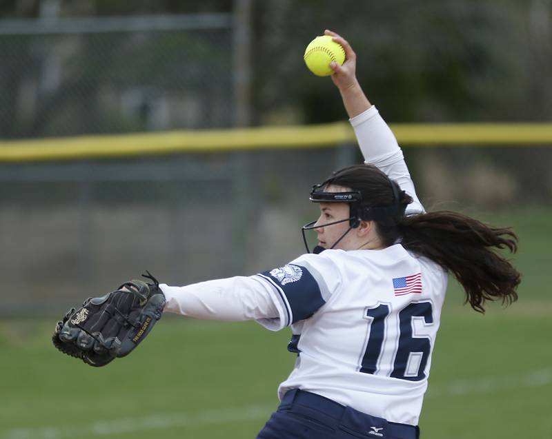 Cary-Grove’s Makena Vician throws a pitch during a Fox Valley Conference Softball game Monday, May 2, 2022, between Cary-Grove and McHenry at Cary-Grove High School.
