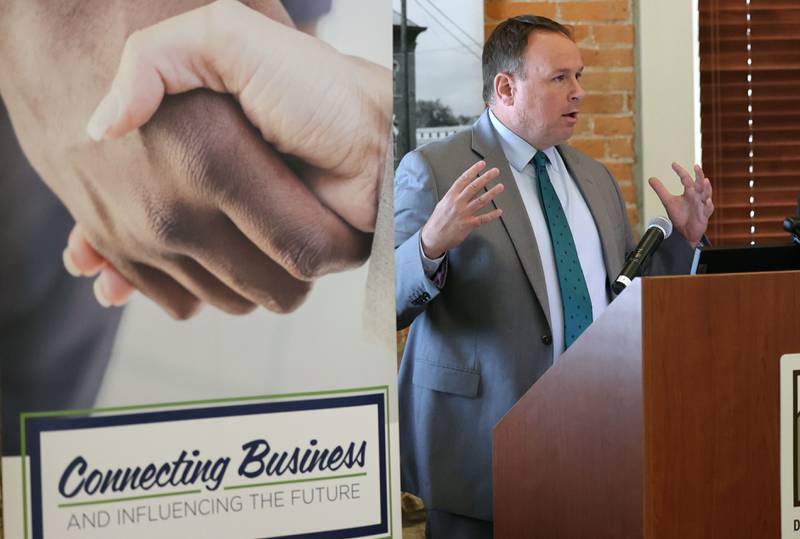 DeKalb County State's Attorney Rick Amato speaks Wednesday, Sept. 13, 2023 during the Community Protection and Well-Being Forum: A Conversation about the Safe-T Act, in the DeKalb County Community Foundation Freight Room in Sycamore. The event was hosted by the Sycamore Chamber of Commerce.