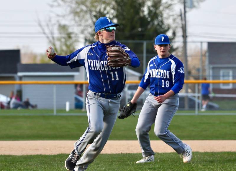 Princeton third baseman Nolan Kloepping fields a bunt and gets his man at first inning in the sixth inning Monday at Prather Field. The Tigers beat Mendota 6-2.