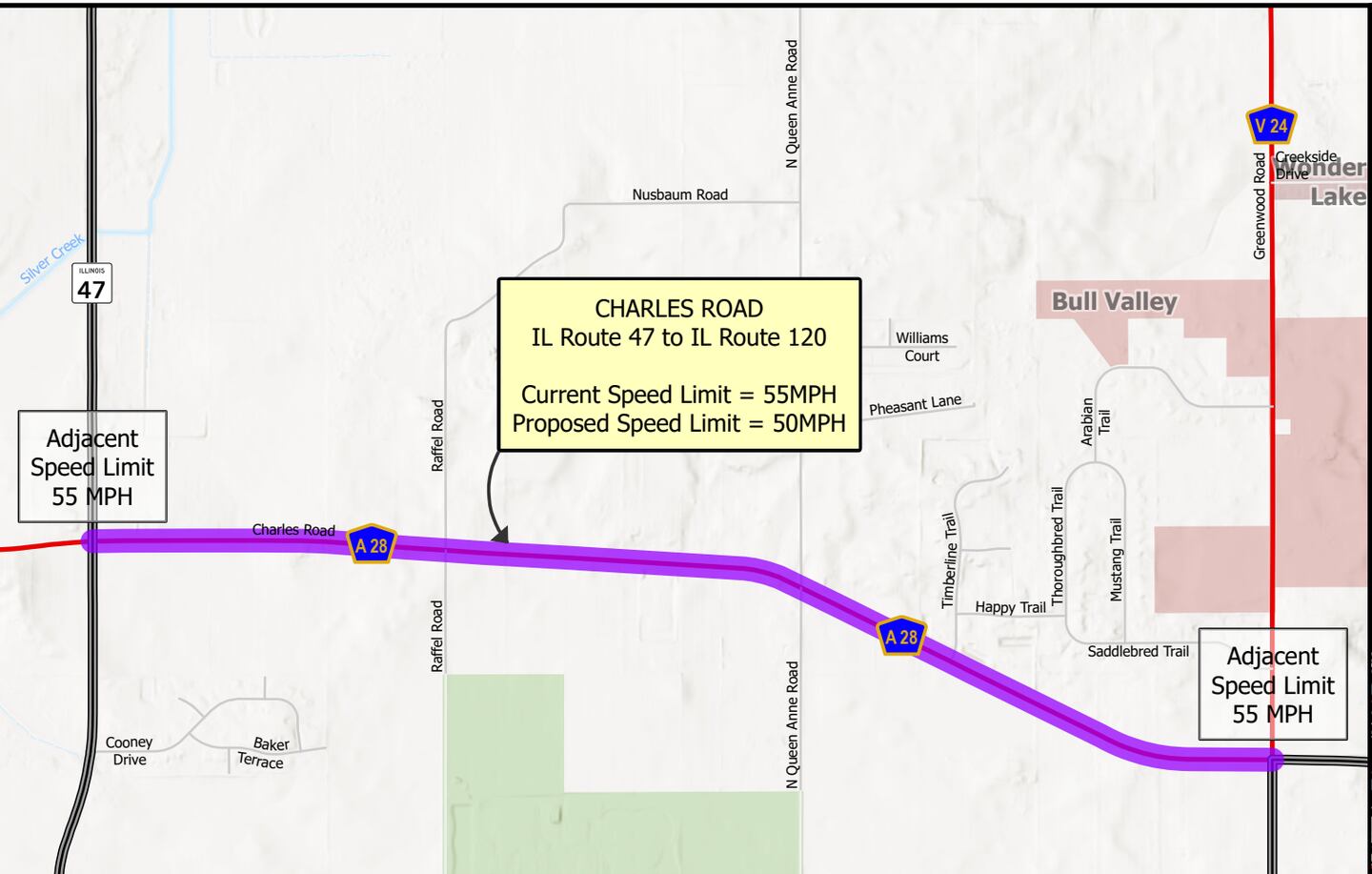 The McHenry County Transportation Committee is taking up speed limit reductions on three county roads Wednesday.
