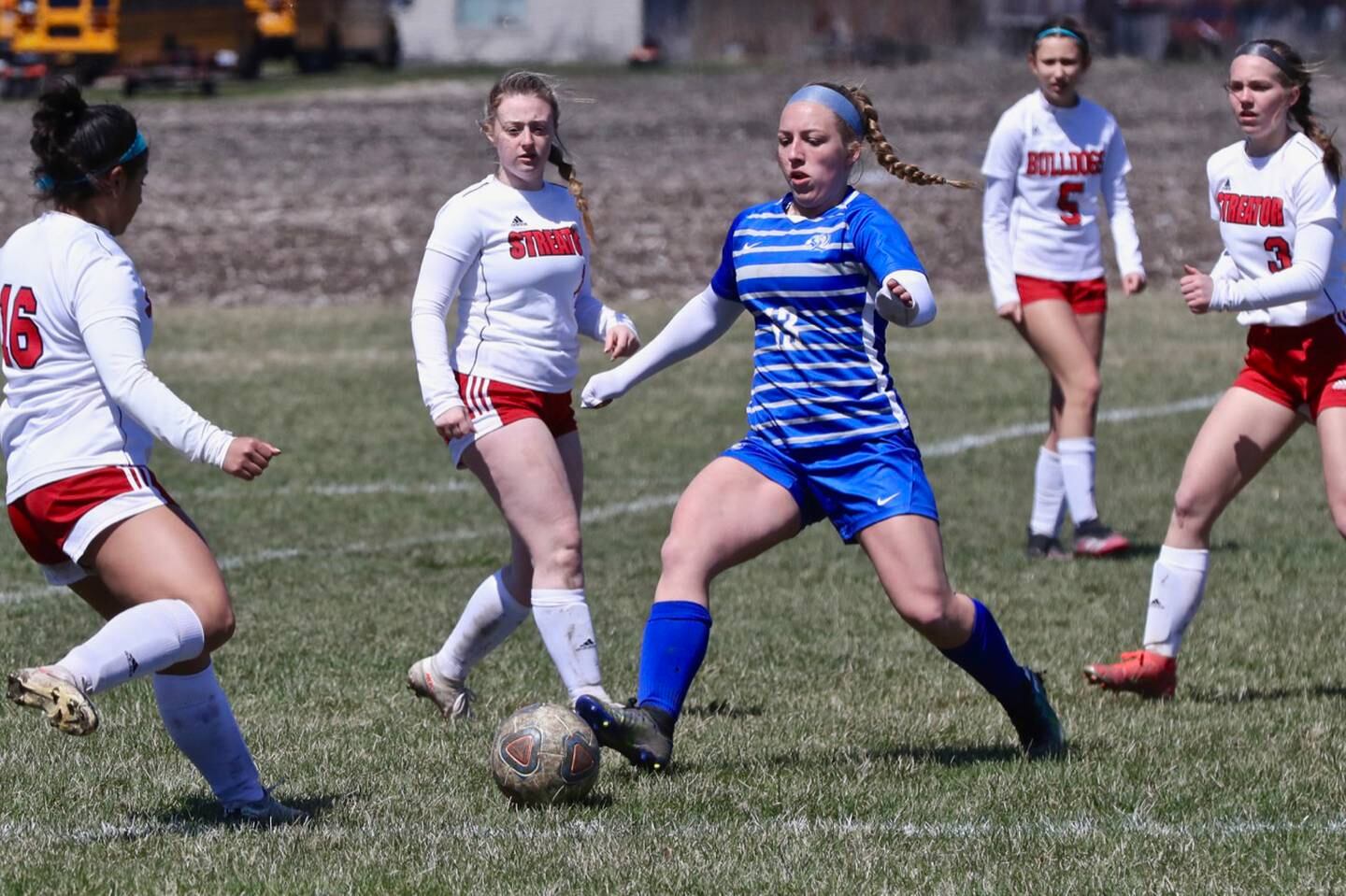 PHS senior Maggie Davis makes a play on the ball against Streator in Saturday's third-place game of the Princeton Invitational.