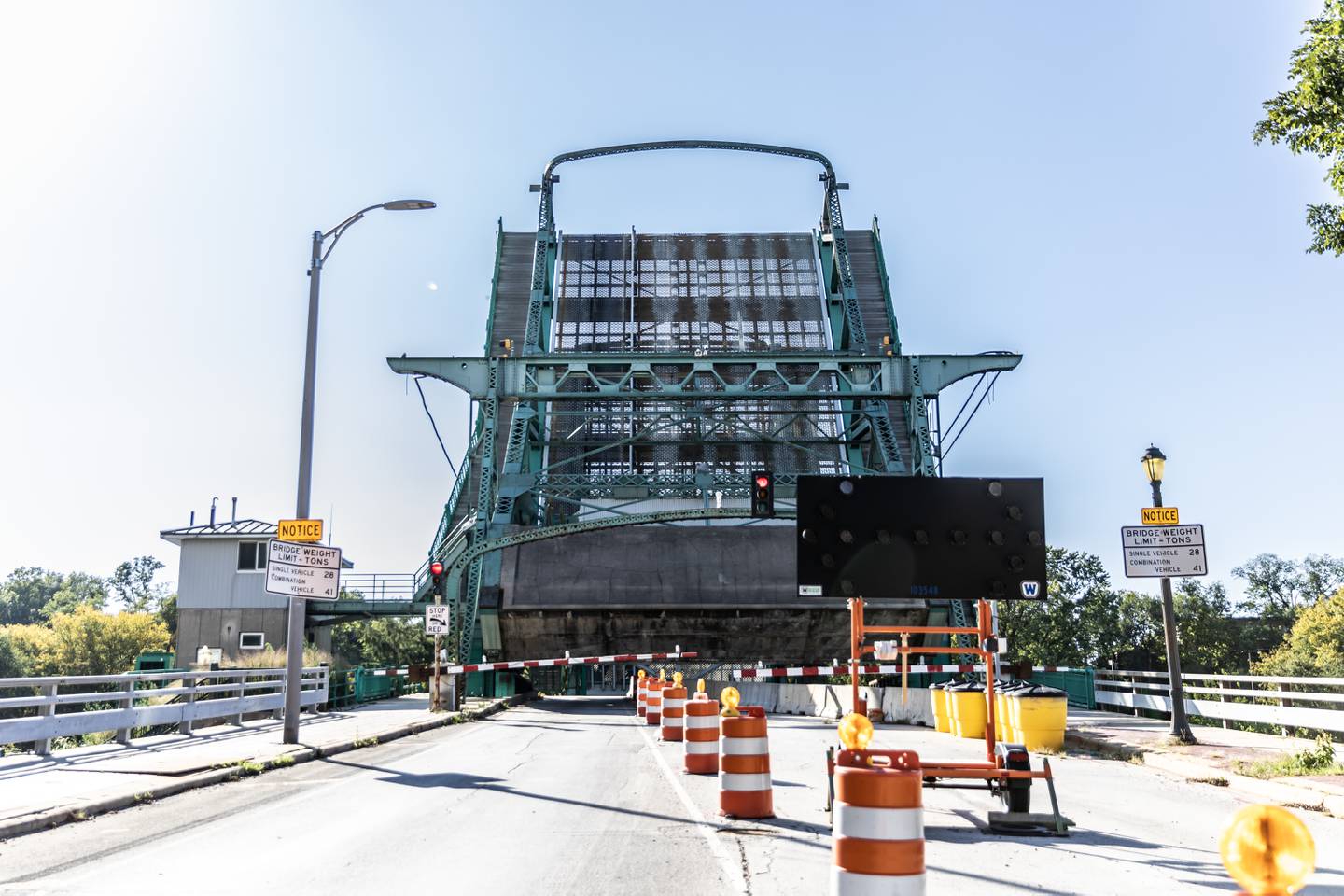 Construction continues to close-off the Cass Street Bridge in Joliet on Sept. 29, 2025.