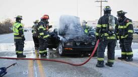 Car fire shuts down Route 14 in Cary, teen driver uninjured