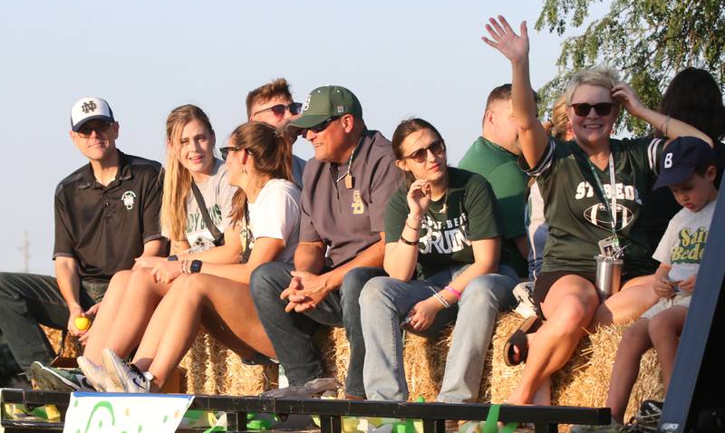 St. Bede staff members ride in the St. Bede Homecoming Parade on Friday, Sept. 29, 2023 at St. Bede Lane.