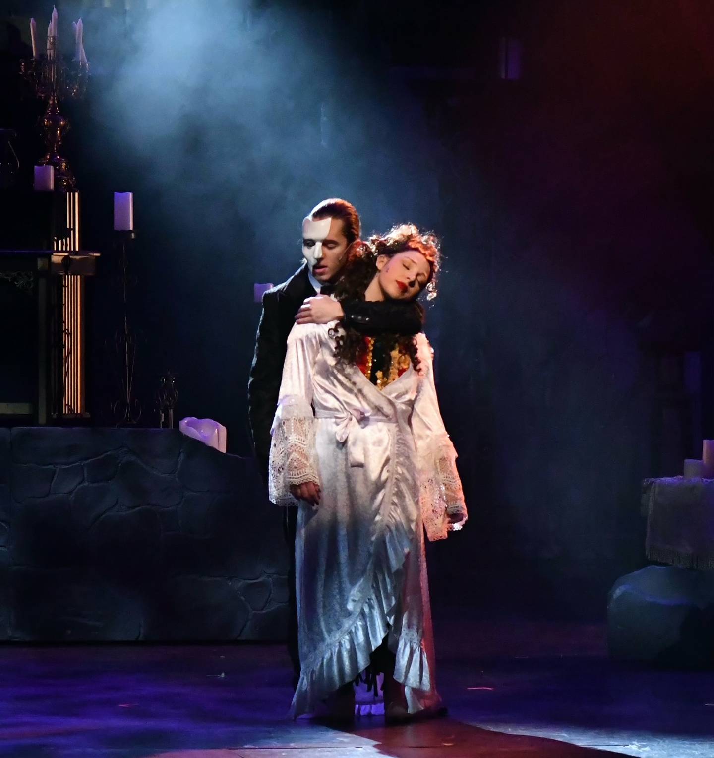 Seniors Aiden Kostnade and Emma Kennie take on the role of the phantom and Christine