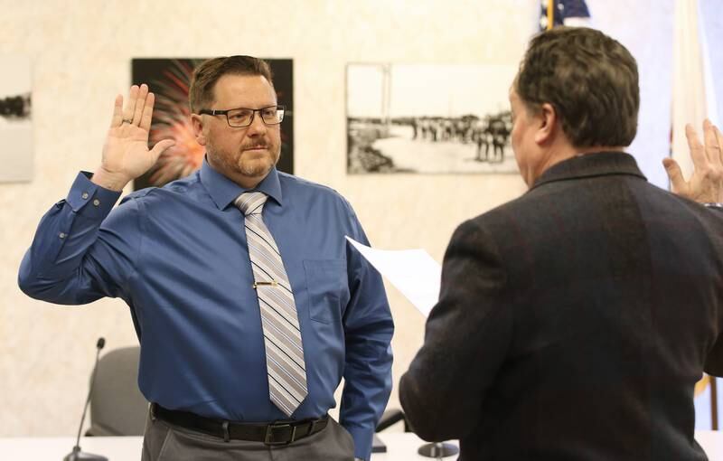 Oglesby mayor Jason Curran is sworn in on Monday May 1, 2023 at Oglesby City Hall.